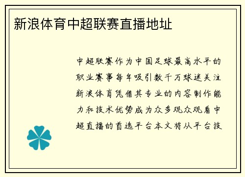 新浪体育中超联赛直播地址